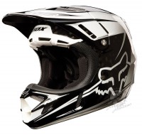 Capacete FOX V4 Flight Carbon - Branco/Preto. 